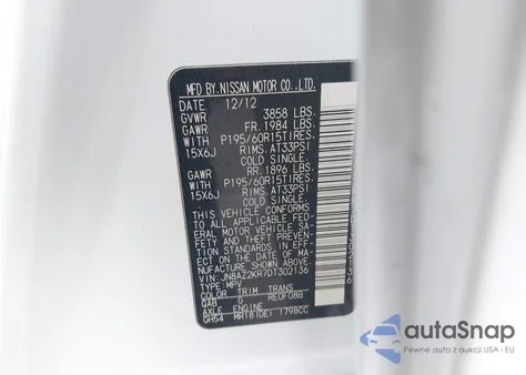 2013 Nissan Cube 1.8 S z USA, uszkodzony, nr VIN JN8AZ2KR7DT302136